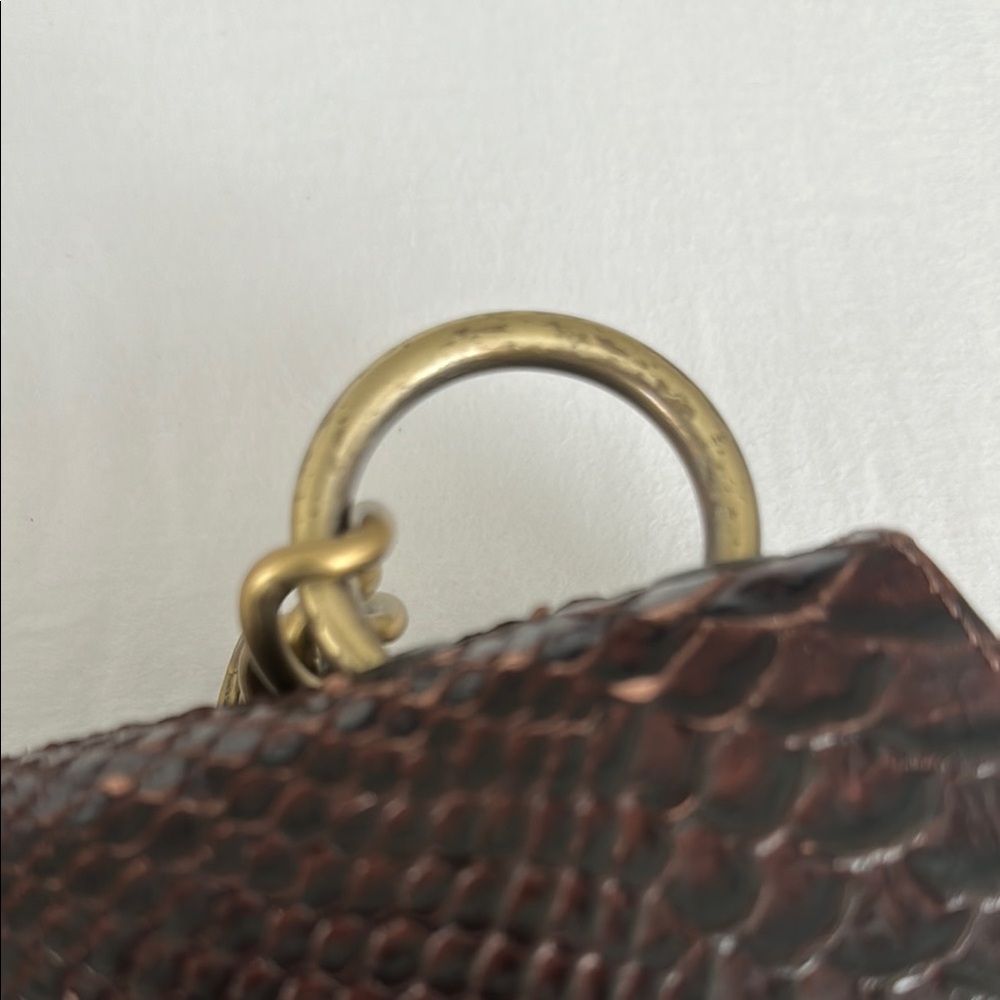 Jalda Brown Snakeskin and Gold Chain Strap Clutch Shoulder Bag EUC - Picture 5 of 7